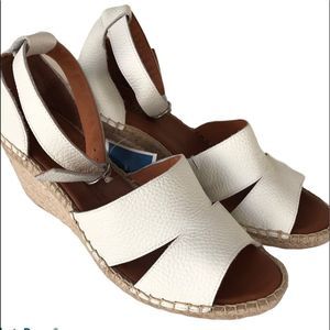 Dalson Women’s Soft Leather Cut Out Espadrille Wedge White Sandals Sz 11.5 NEW